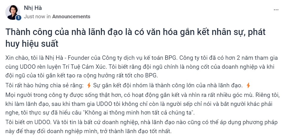 Thanh cong cua lanh dao la co van hoa gan ket nhan su phat huy hieu suat