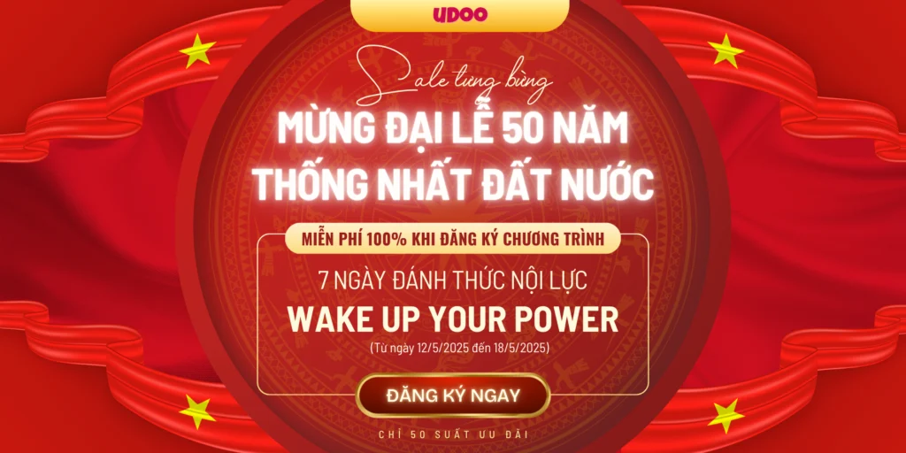 Banner Sale Khuyen mai Ngay le 30 thang 4 Hien dai Ruc ro Do vang 3